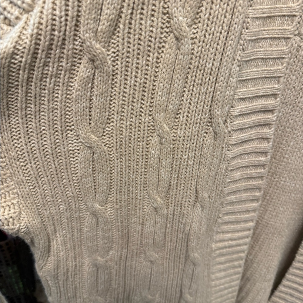 Cato Boho Beige Chunky Cable Knit Open Front Cardigan Sweater w Fringe 22W 24W - Picture 4 of 9